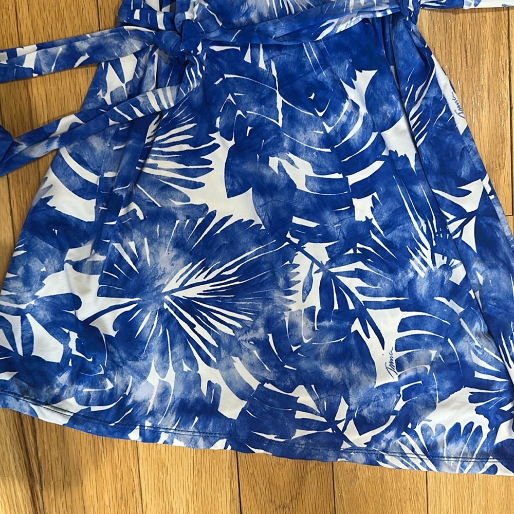 Basque Blue Floral One-Shoulder Dress - Picture 8 of 12